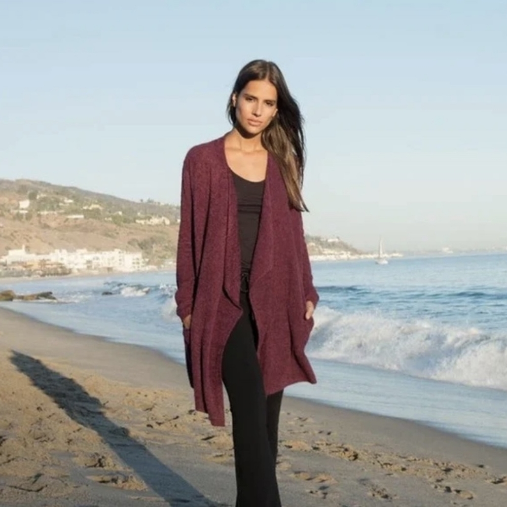 Barefoot Dreams  Wrap Cardigan in Burgundy. Size: XXS.